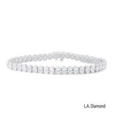 14K White Gold Oval Cut Natural Diamond Tennis Bracelet